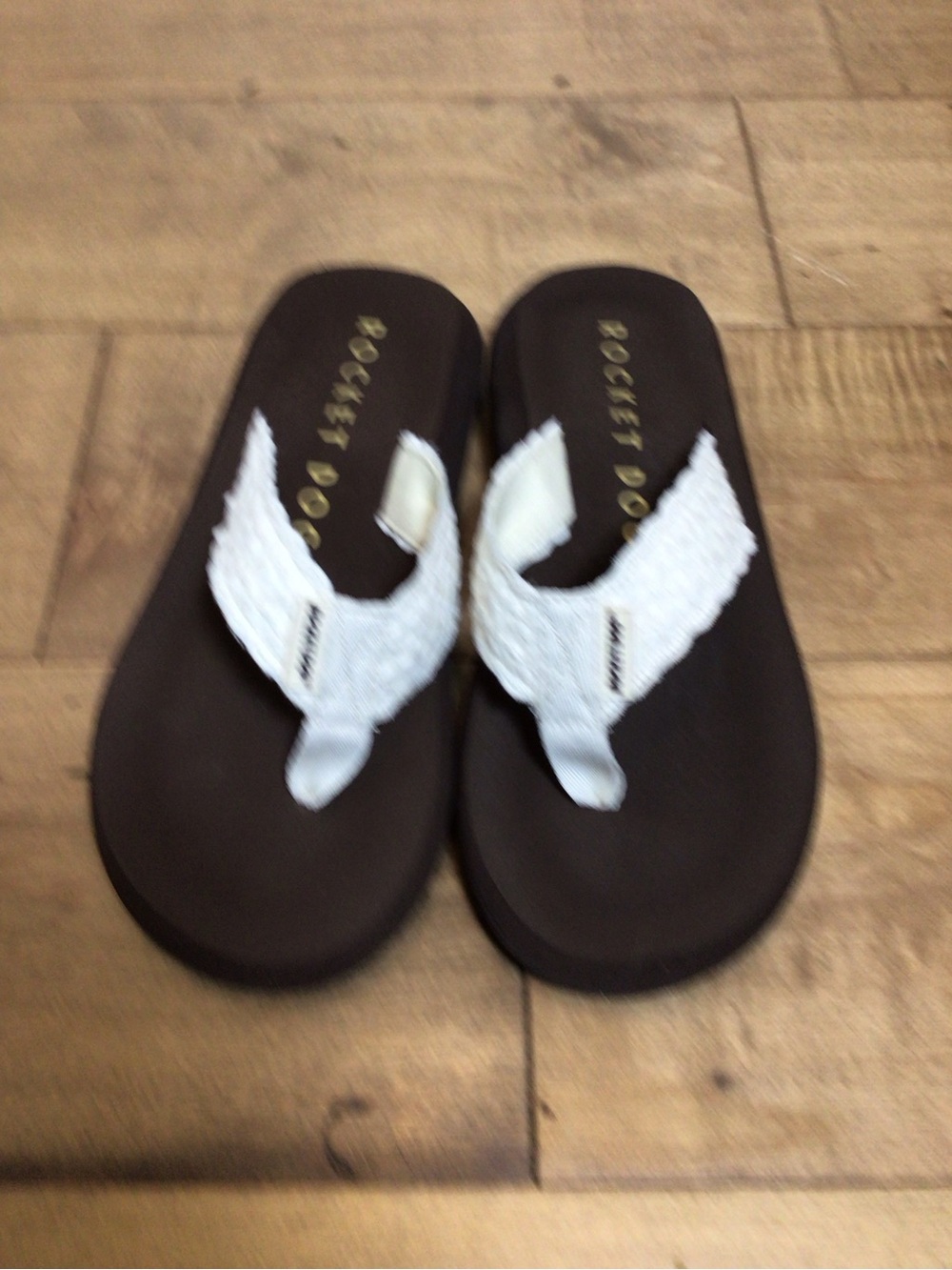 Rocket Dog Spotlight Flip Flops Size 8 Natural Beige Crochet Platform Sandals - Picture 2 of 9